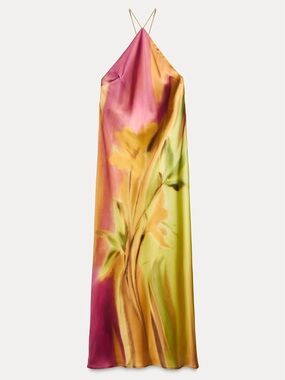 Zara | Dresses | Nwt Womens Zara Satin Effect Tie Dye Midi Dress Size L |  Poshmark